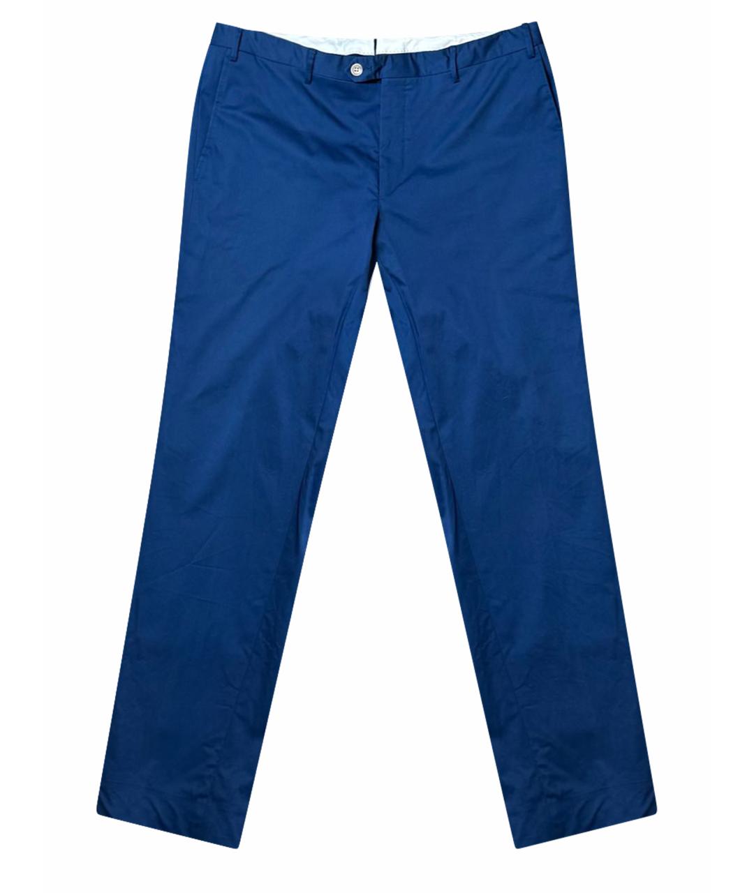 CORNELIANI Синие хлопко-эластановые классические брюки, фото 1