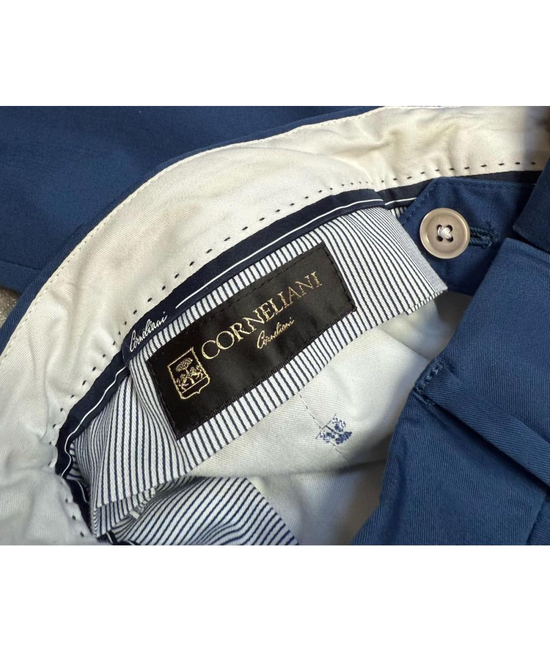 CORNELIANI Синие хлопко-эластановые классические брюки, фото 5