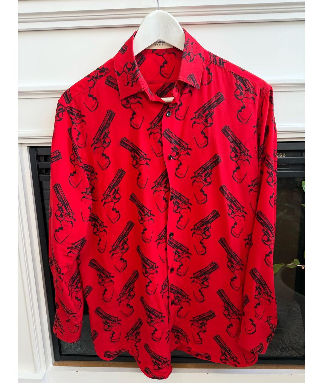 SAINT LAURENT Красная шелковая рубашка, фото 9
