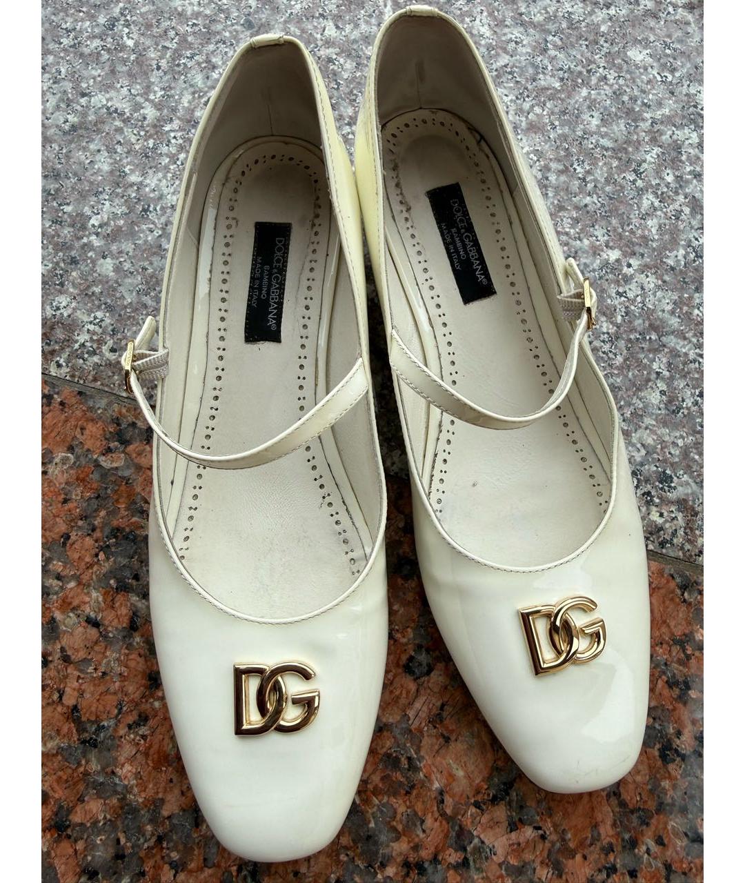 DOLCE&GABBANA Белые туфли из лакированной кожи, фото 7