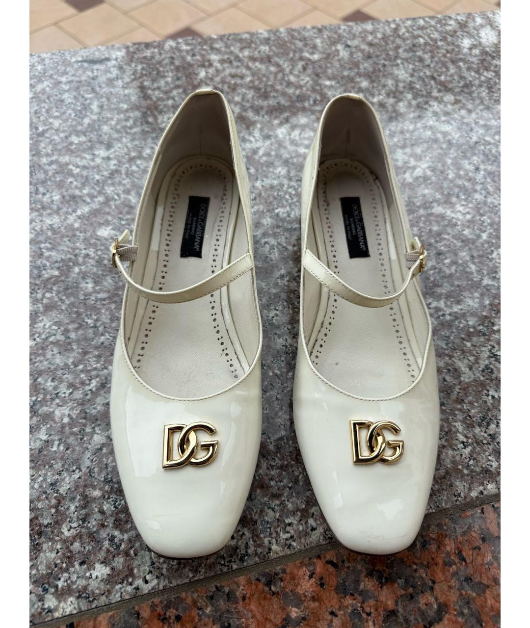 DOLCE&GABBANA Белые туфли из лакированной кожи, фото 3