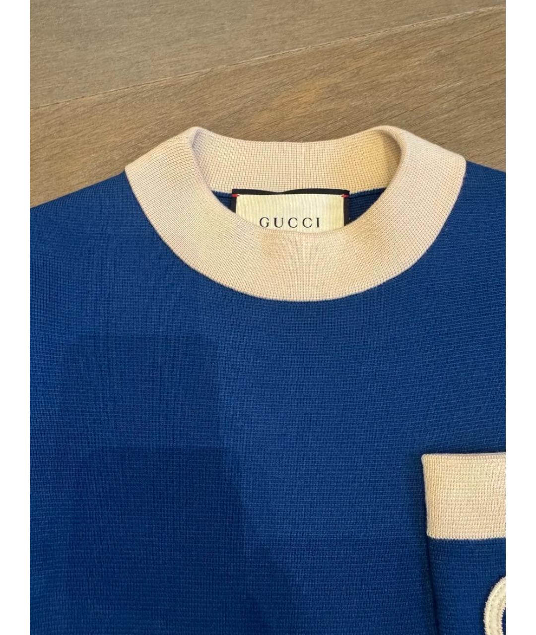 GUCCI Синее шерстяное повседневное платье, фото 6