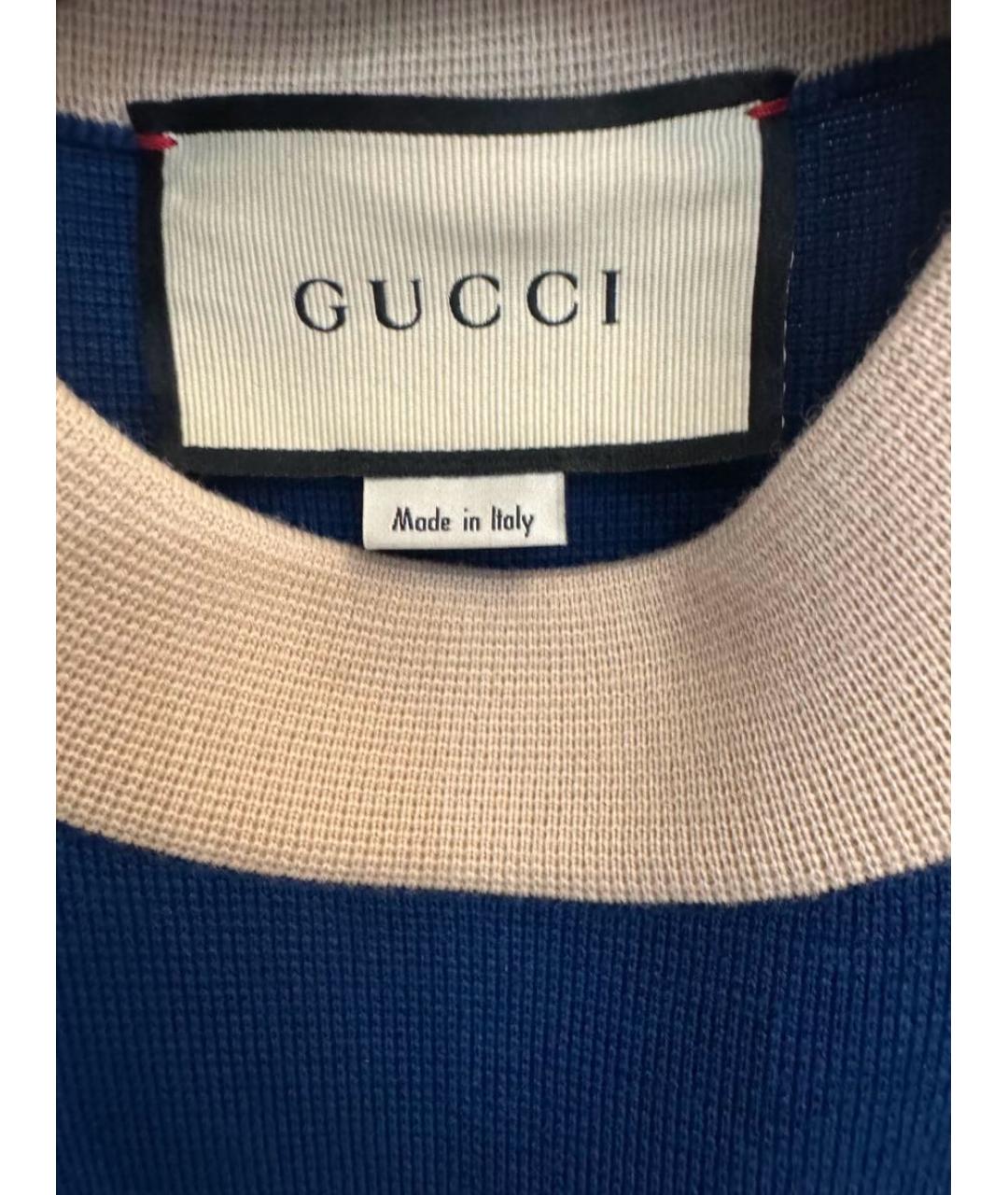 GUCCI Синее шерстяное повседневное платье, фото 3