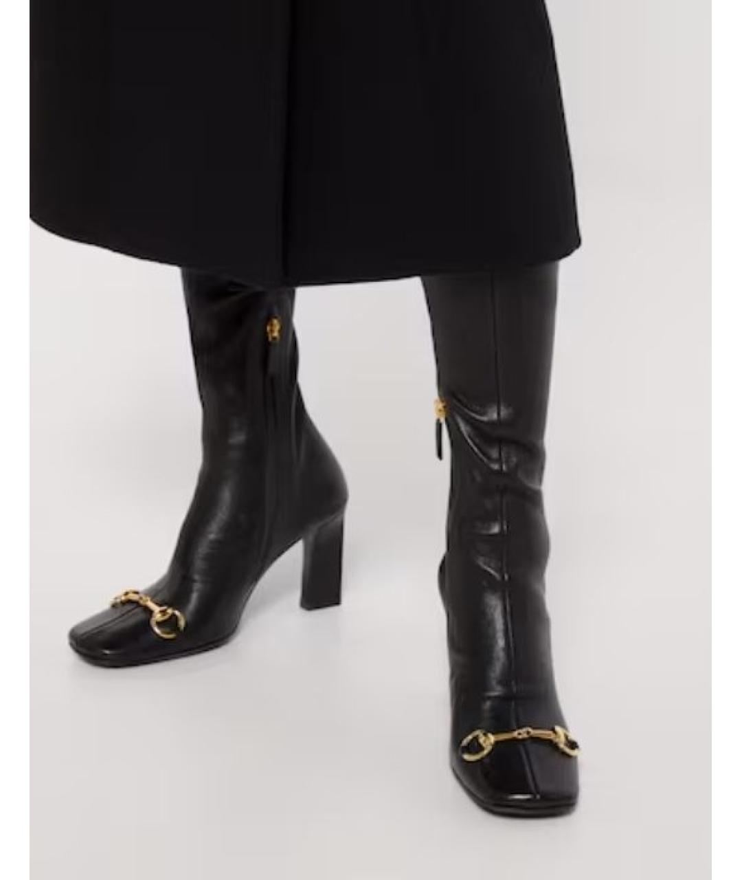 GUCCI Черные кожаные сапоги, фото 7
