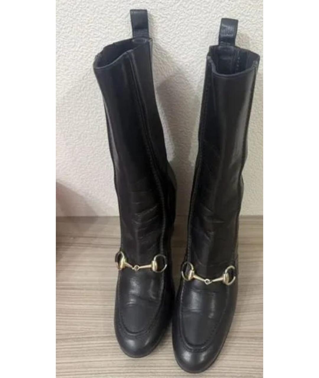 GUCCI Черные кожаные сапоги, фото 4