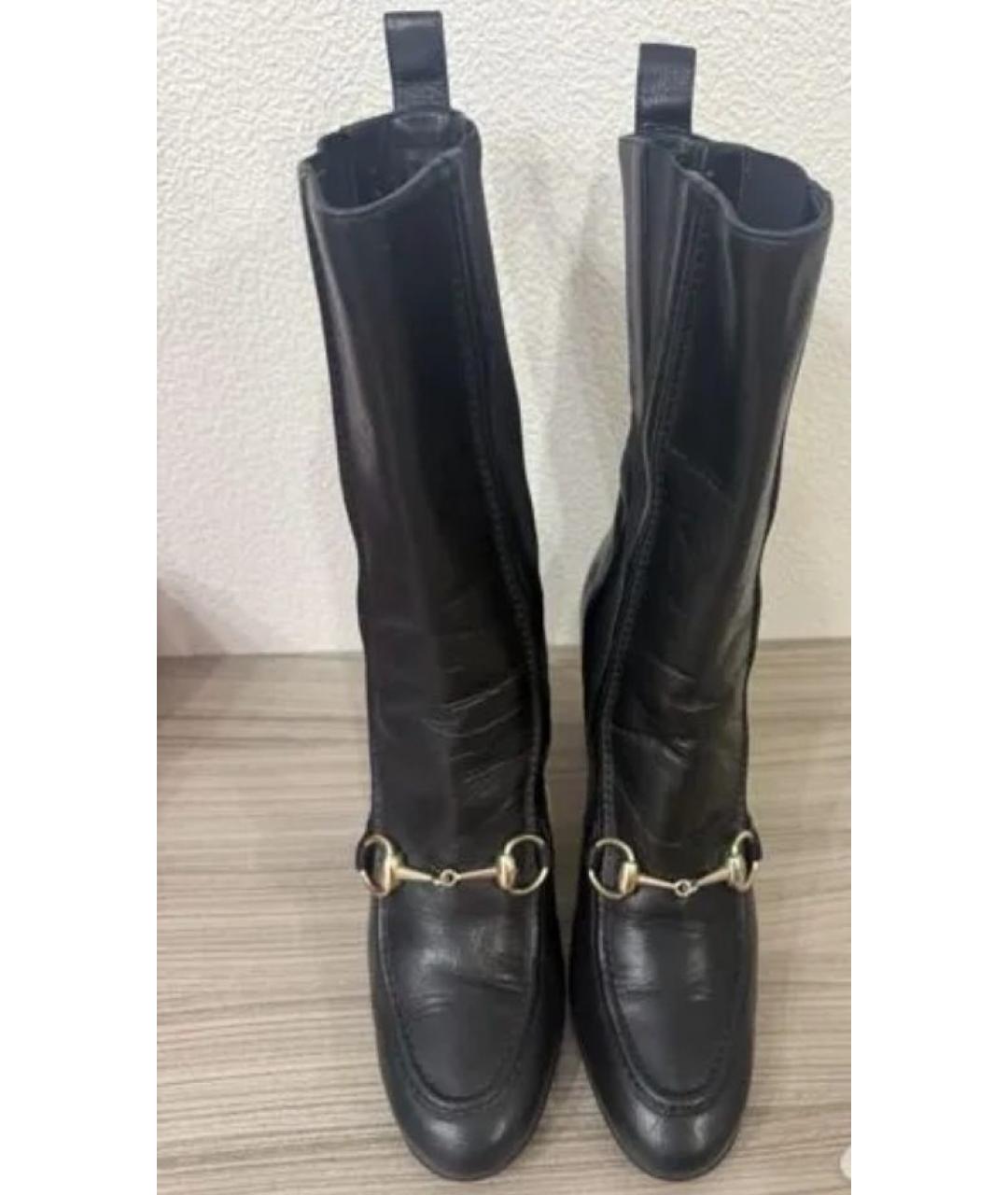 GUCCI Черные кожаные сапоги, фото 3