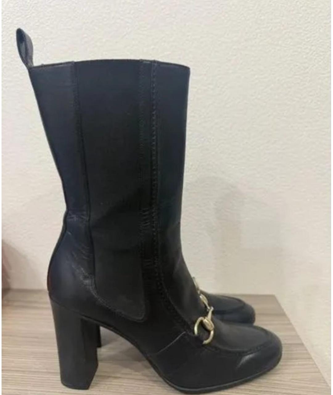 GUCCI Черные кожаные сапоги, фото 2