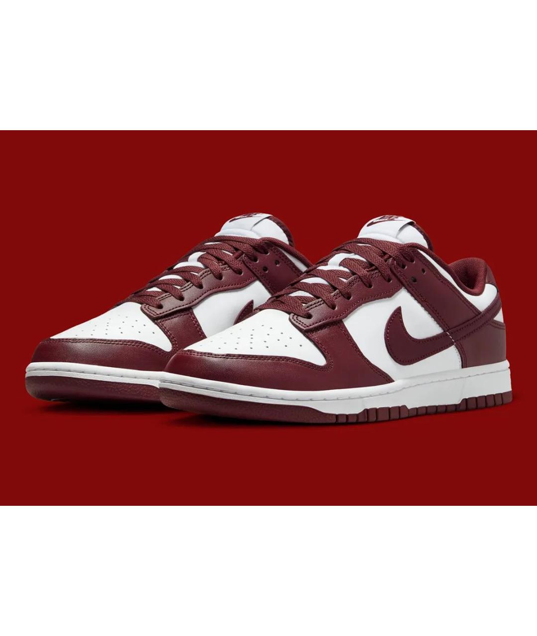NIKE Бордовые кожаные низкие кроссовки / кеды, фото 2