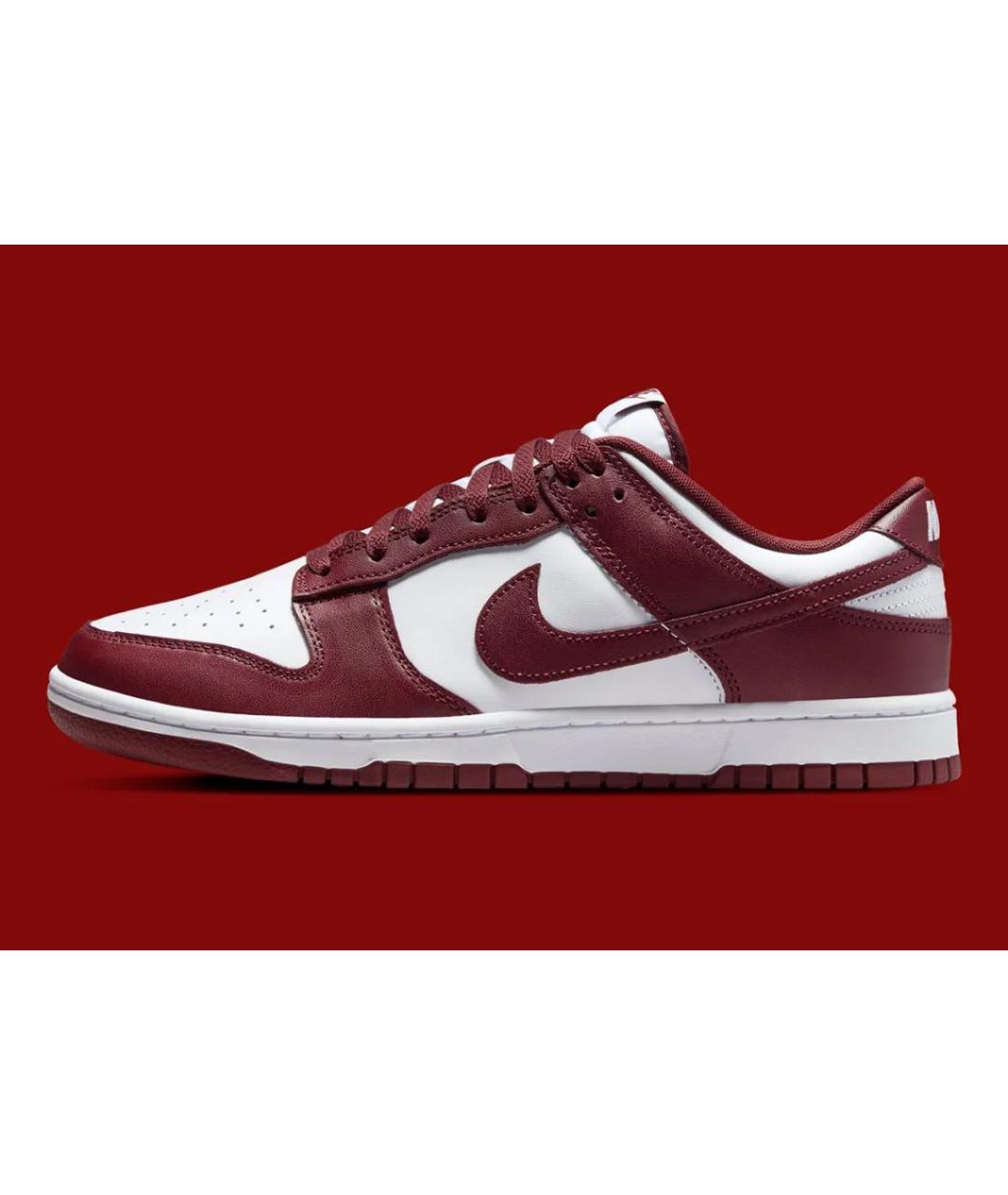 NIKE Бордовые кожаные низкие кроссовки / кеды, фото 8