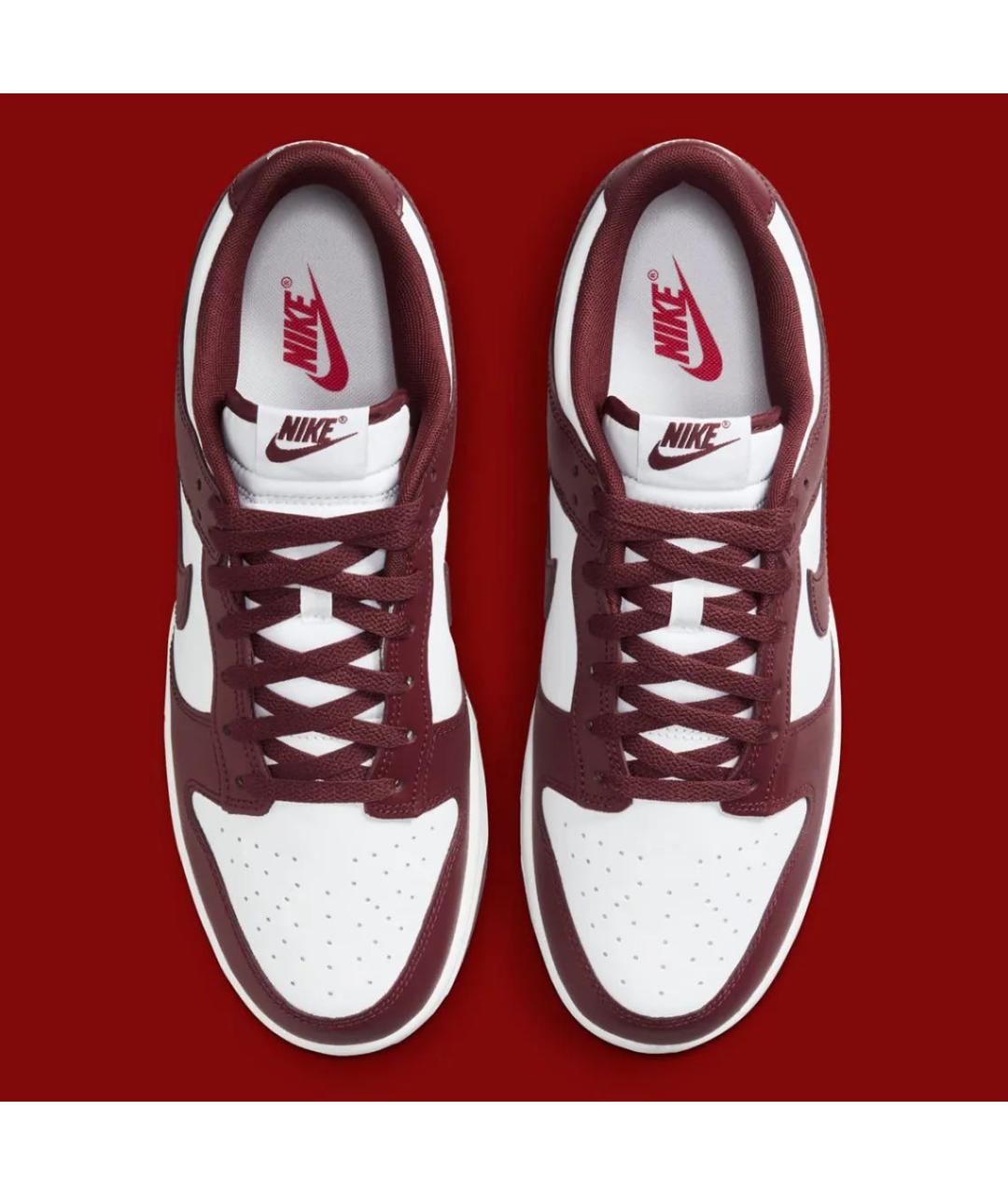 NIKE Бордовые кожаные низкие кроссовки / кеды, фото 4