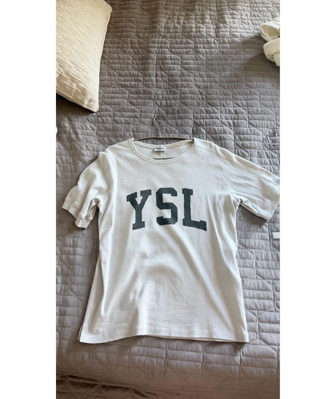 SAINT LAURENT Белая хлопковая футболка, фото 4