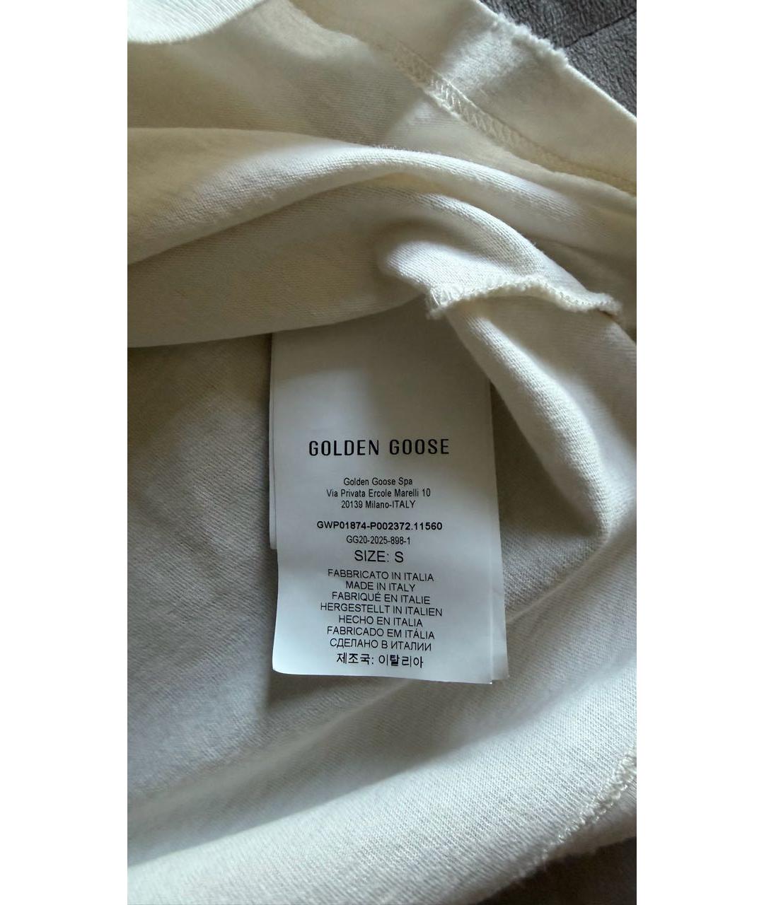 GOLDEN GOOSE Бежевая хлопковая футболка, фото 4