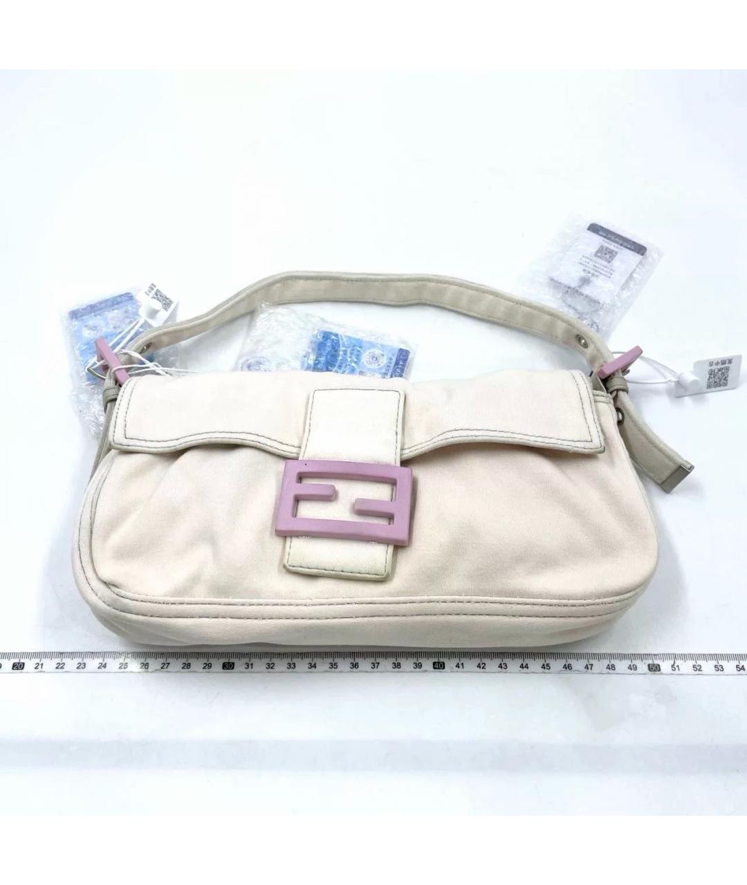 FENDI Бежевая тканевая сумка через плечо, фото 2