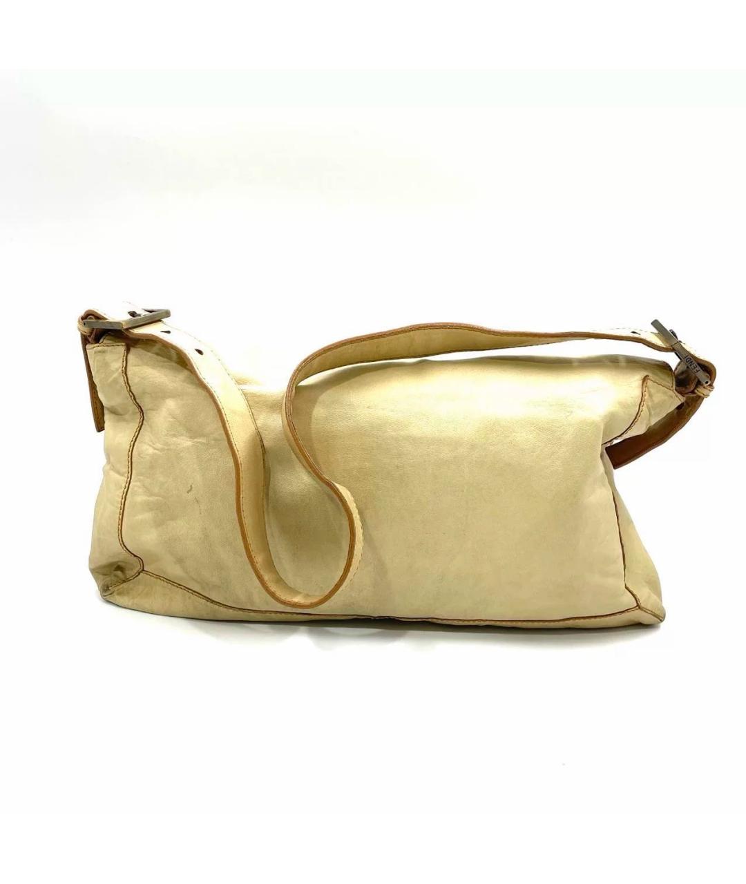 FENDI Бежевая кожаная сумка через плечо, фото 3