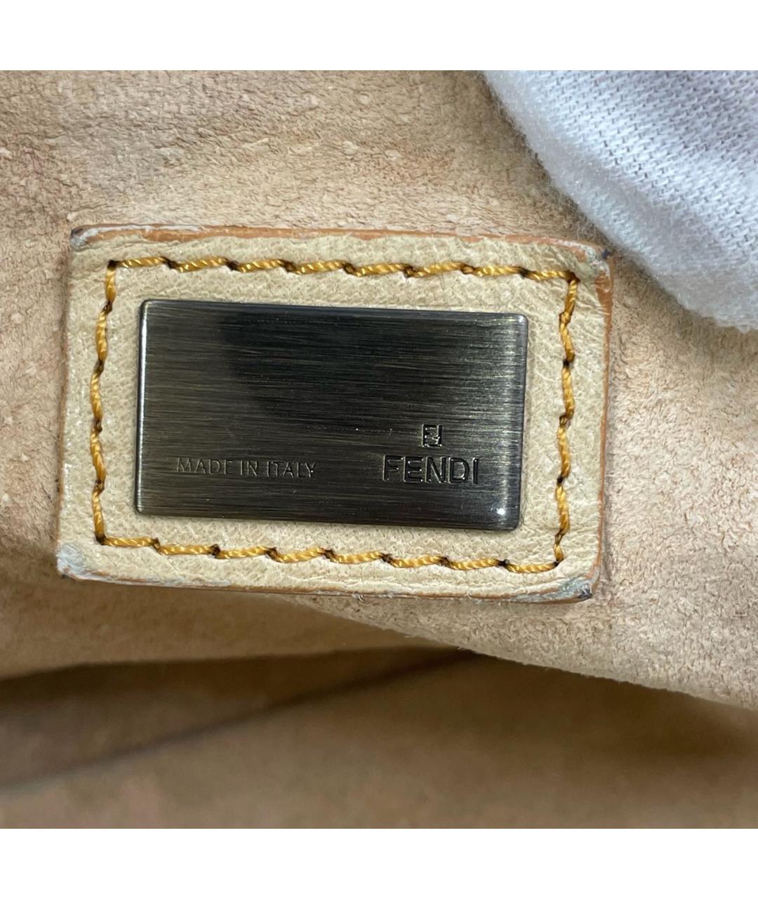 FENDI Бежевая кожаная сумка через плечо, фото 5
