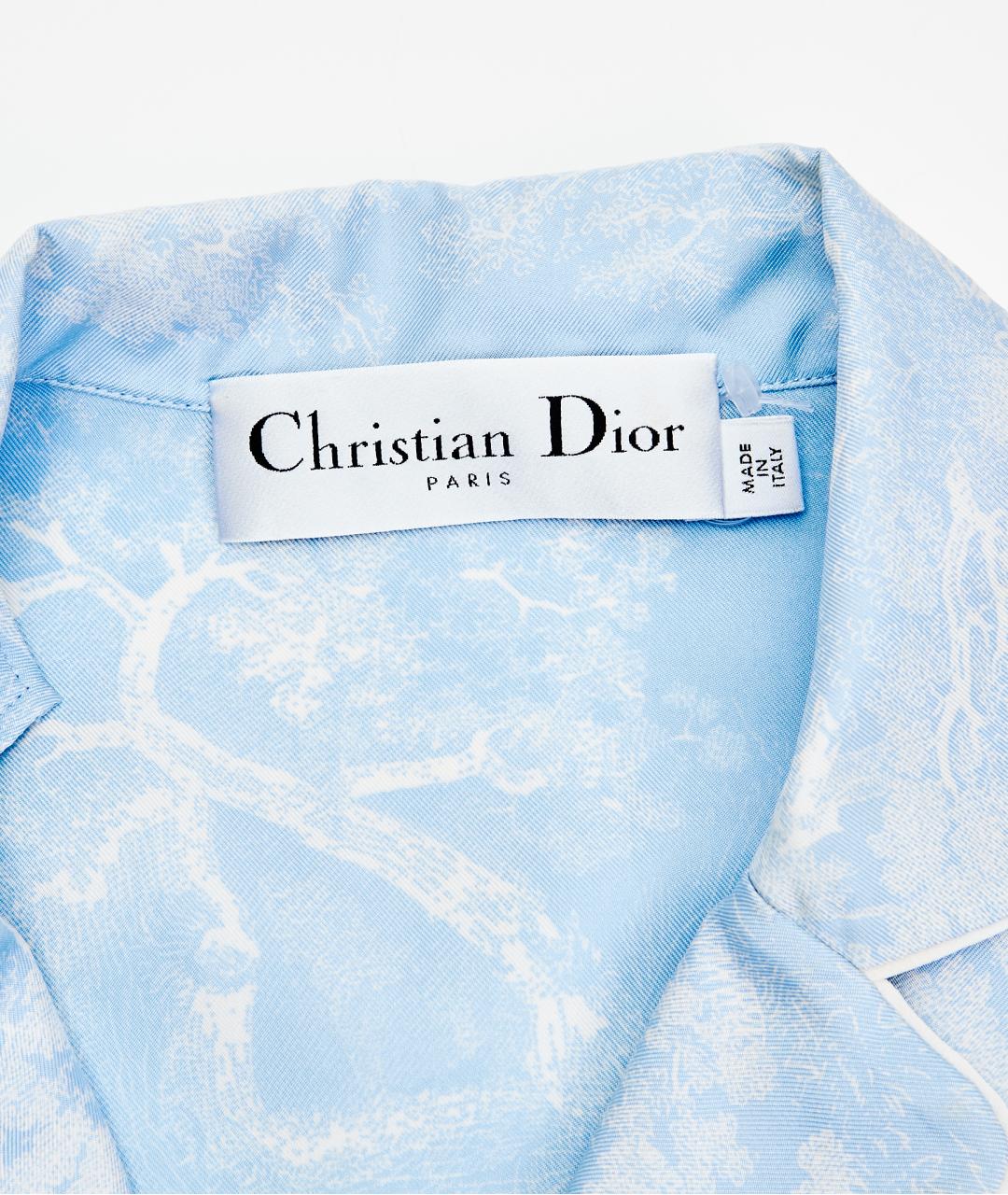CHRISTIAN DIOR Голубой шелковый костюм с брюками, фото 3