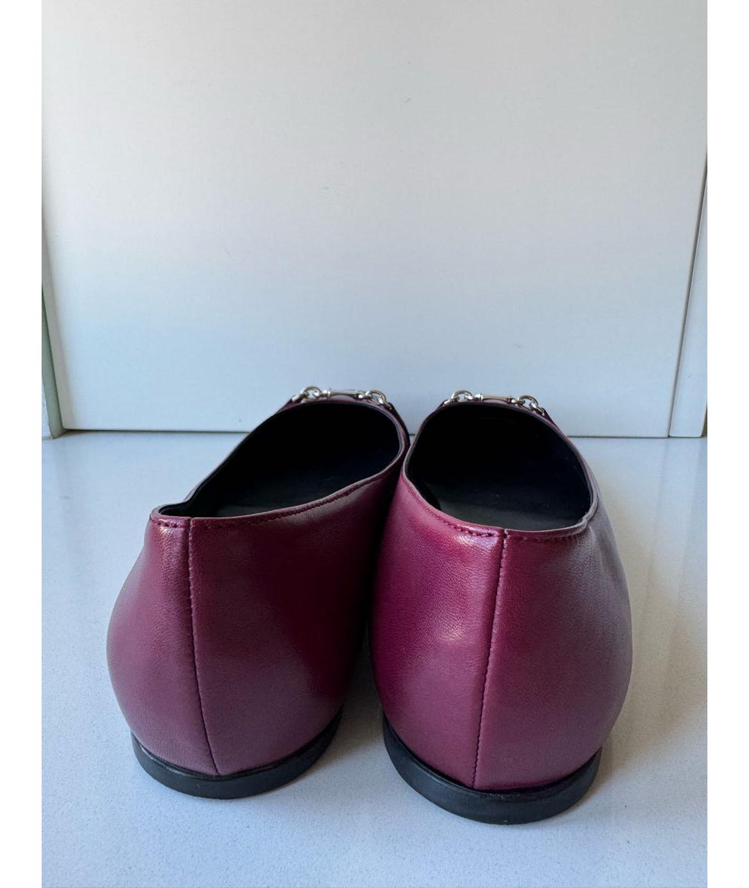 GUCCI Бордовые кожаные балетки, фото 4