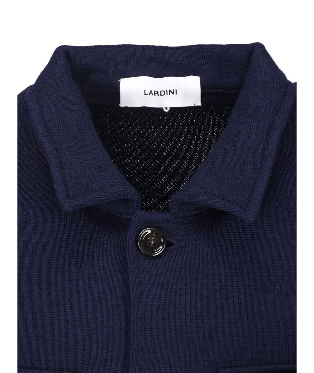 LARDINI Синяя шерстяная кэжуал рубашка, фото 4