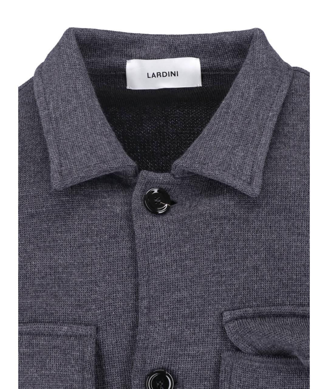 LARDINI Серая шерстяная кэжуал рубашка, фото 5