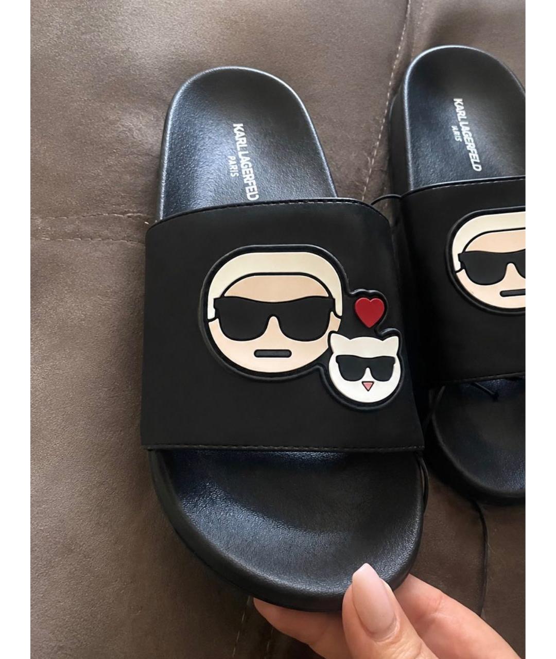 KARL LAGERFELD Черные шлепанцы, фото 4