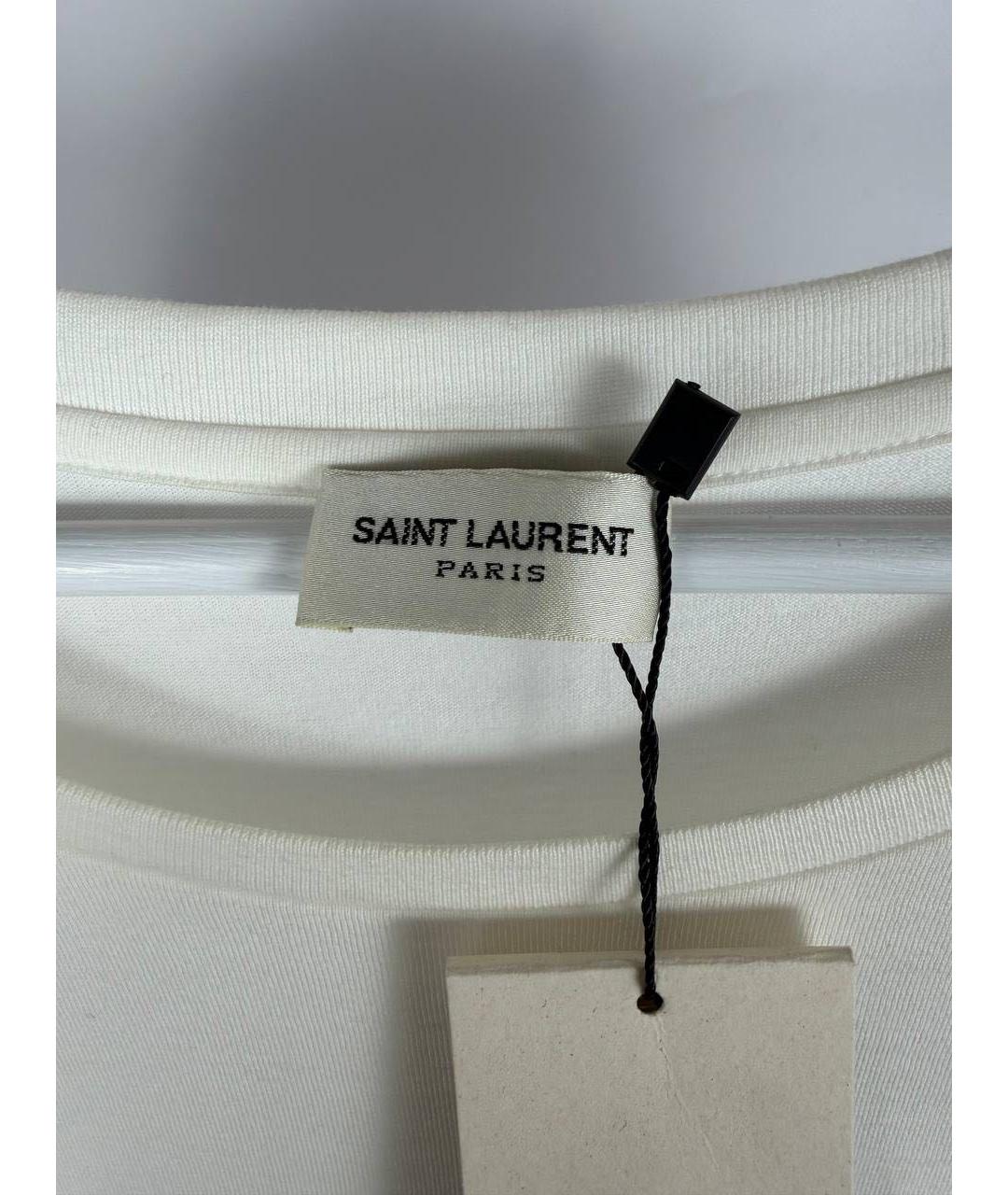SAINT LAURENT Белая хлопковая футболка, фото 5
