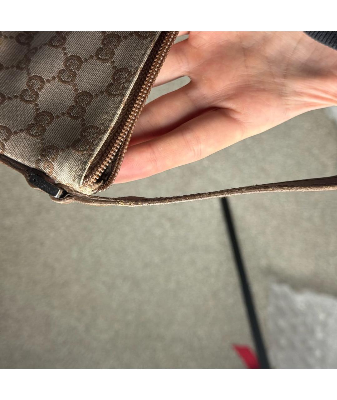 GUCCI Бежевая канва сумка с короткими ручками, фото 5