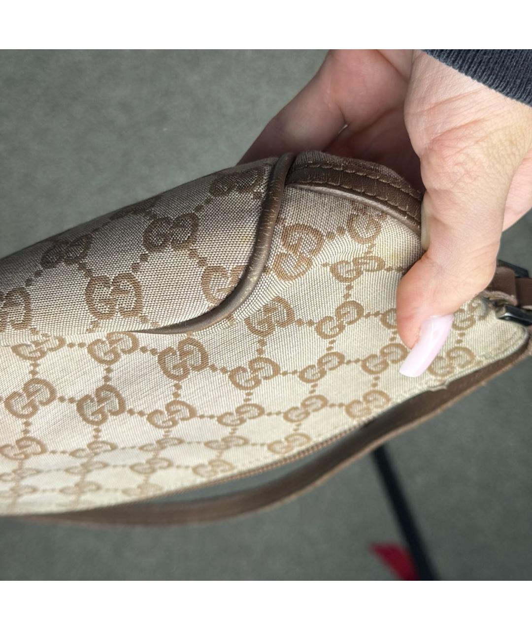 GUCCI Бежевая канва сумка с короткими ручками, фото 7