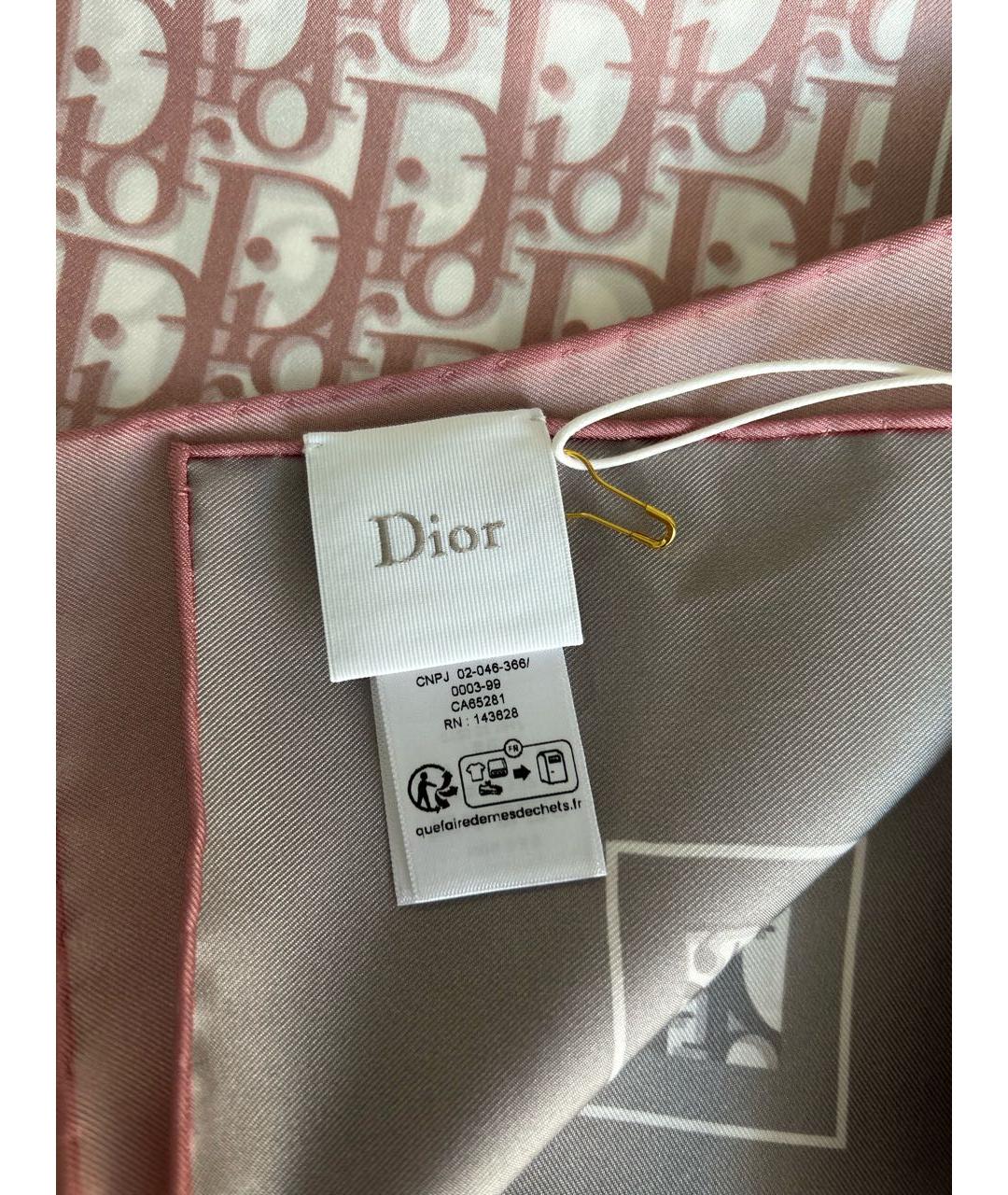 CHRISTIAN DIOR Розовый шелковый платок, фото 3