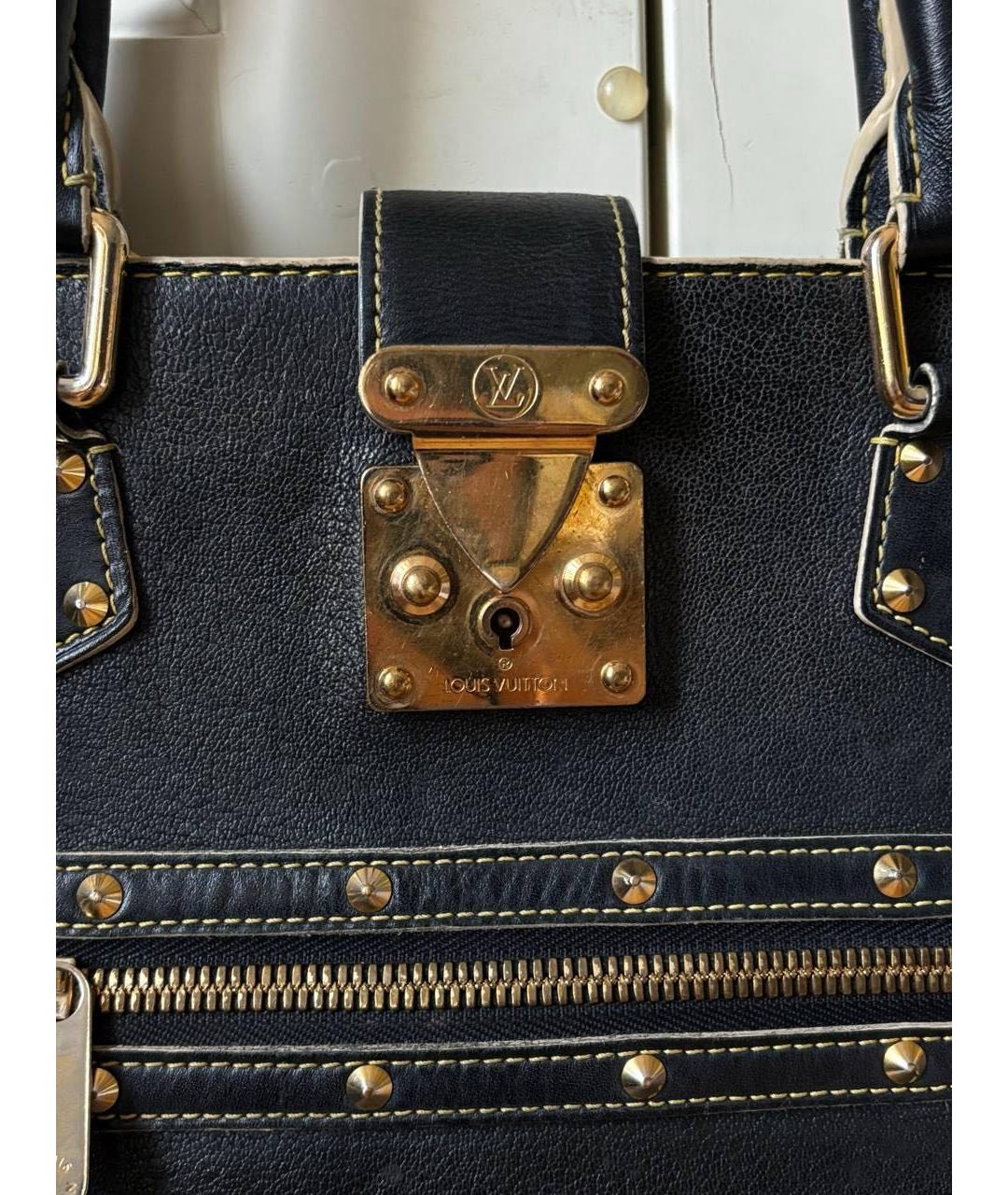 LOUIS VUITTON Черная кожаная сумка тоут, фото 4