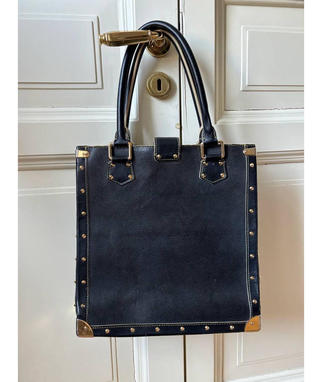 LOUIS VUITTON Черная кожаная сумка тоут, фото 3