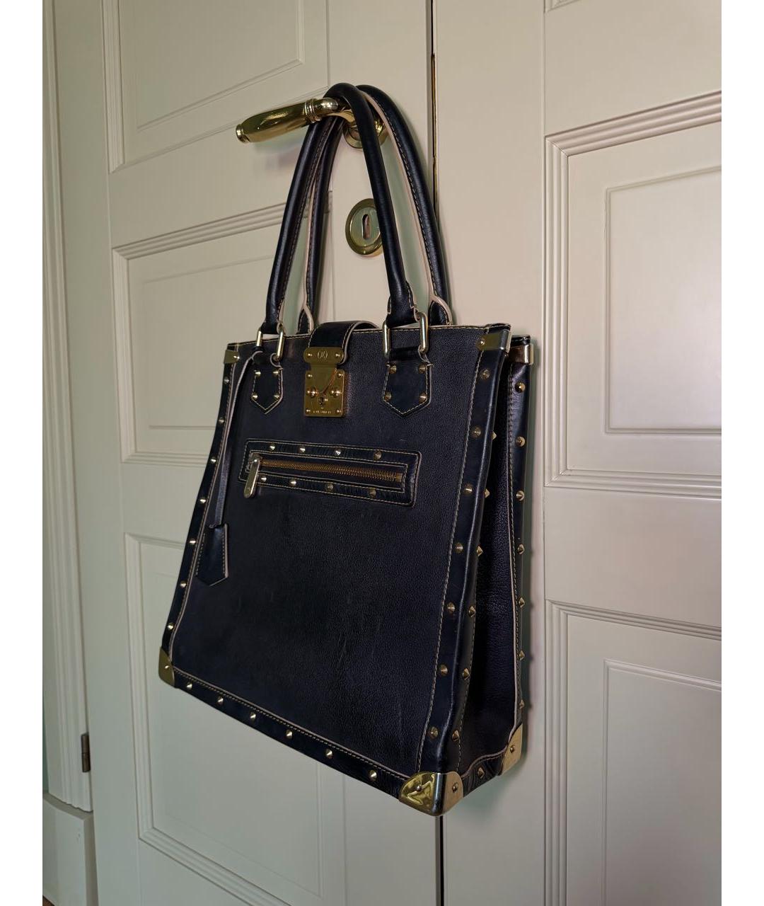 LOUIS VUITTON Черная кожаная сумка тоут, фото 2