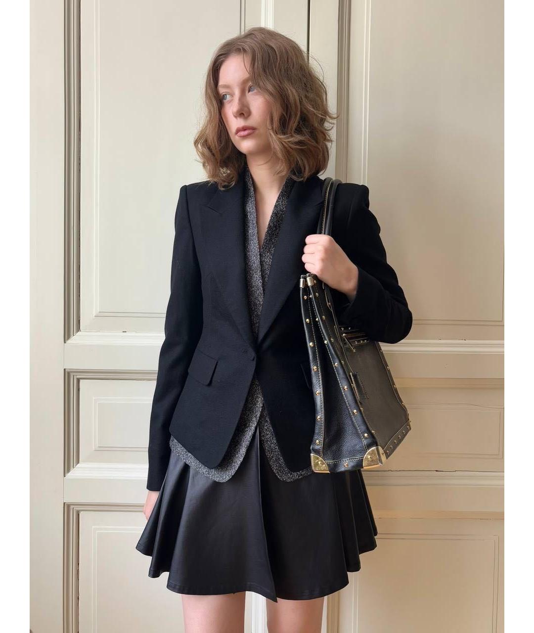 LOUIS VUITTON Черная кожаная сумка тоут, фото 6