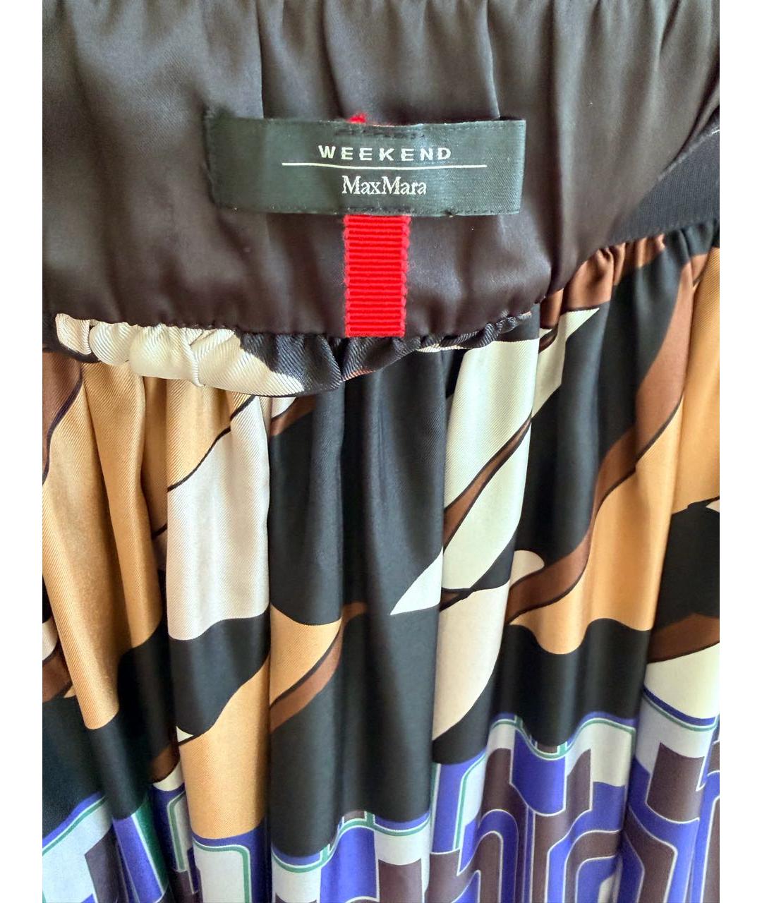 WEEKEND MAX MARA Мульти шелковая юбка миди, фото 4