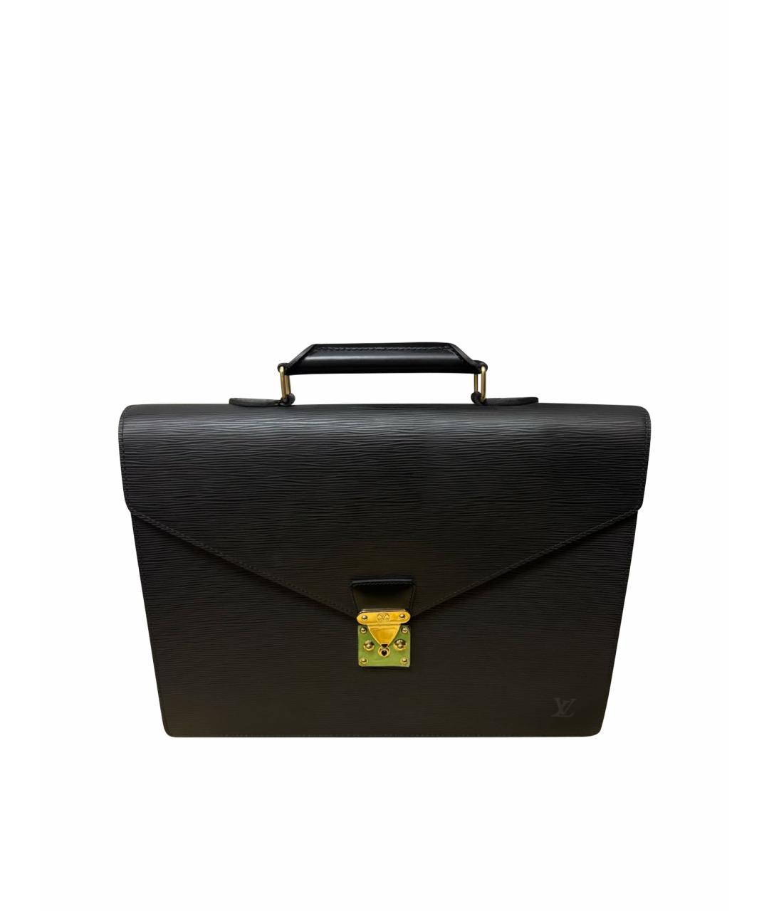LOUIS VUITTON Черный кожаный портфель, фото 1