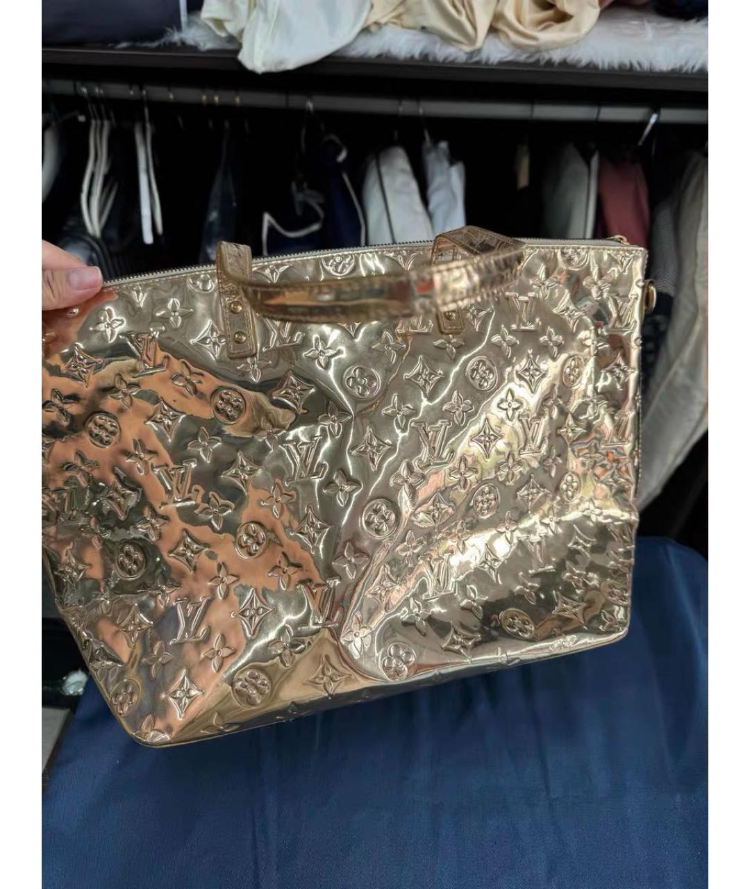 LOUIS VUITTON Золотая кожаная сумка тоут, фото 3