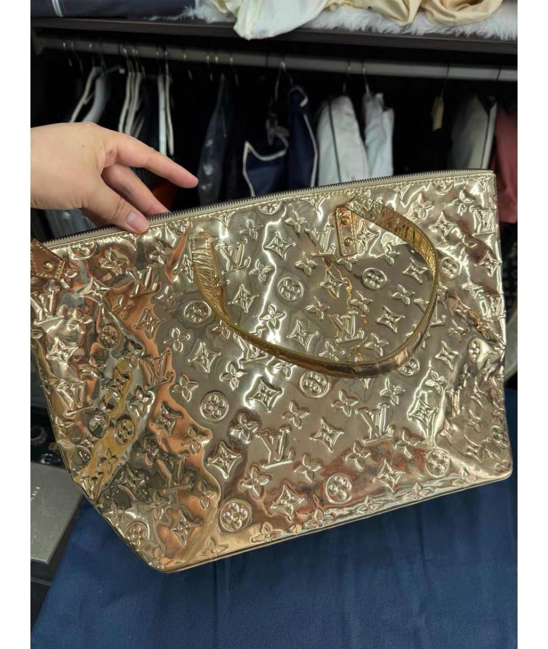 LOUIS VUITTON Золотая кожаная сумка тоут, фото 2