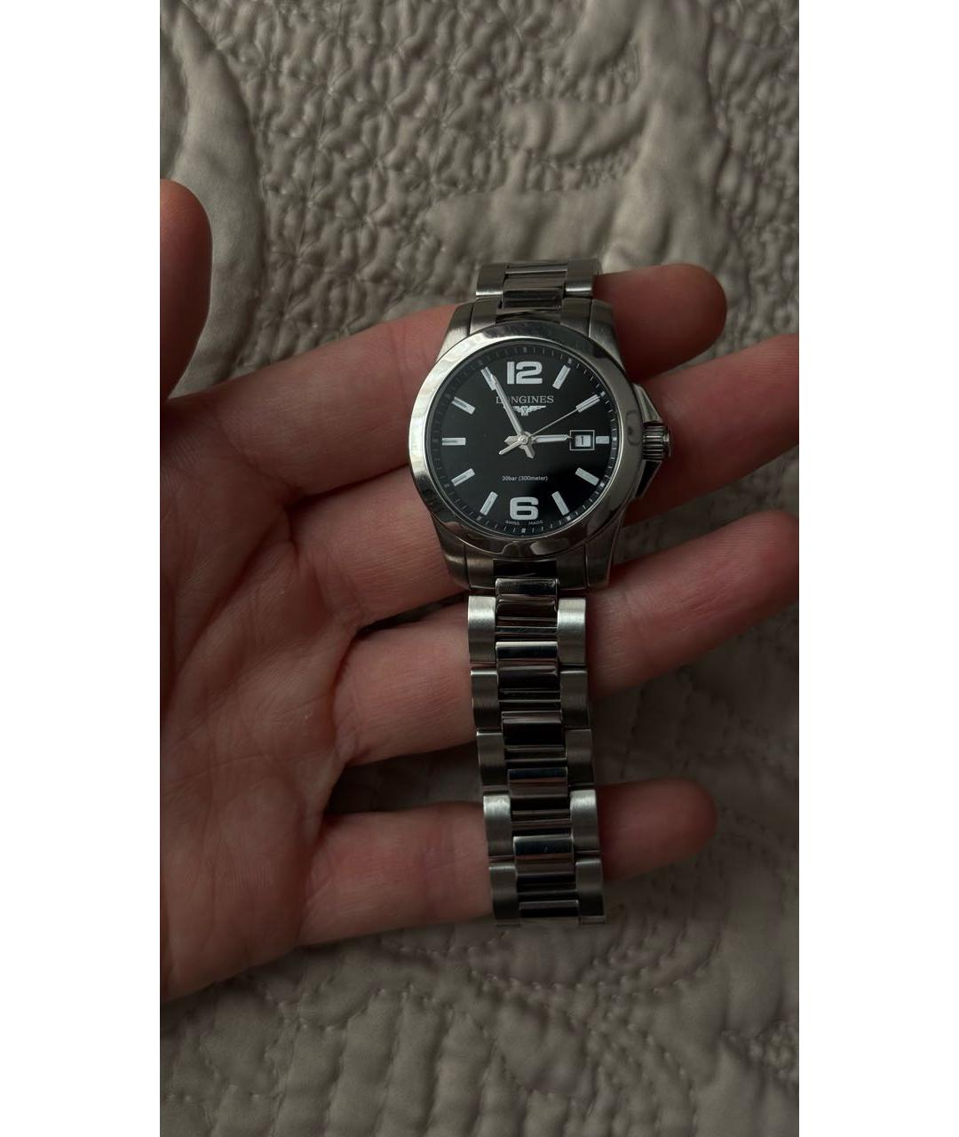 LONGINES Антрацитовые металлические часы, фото 4