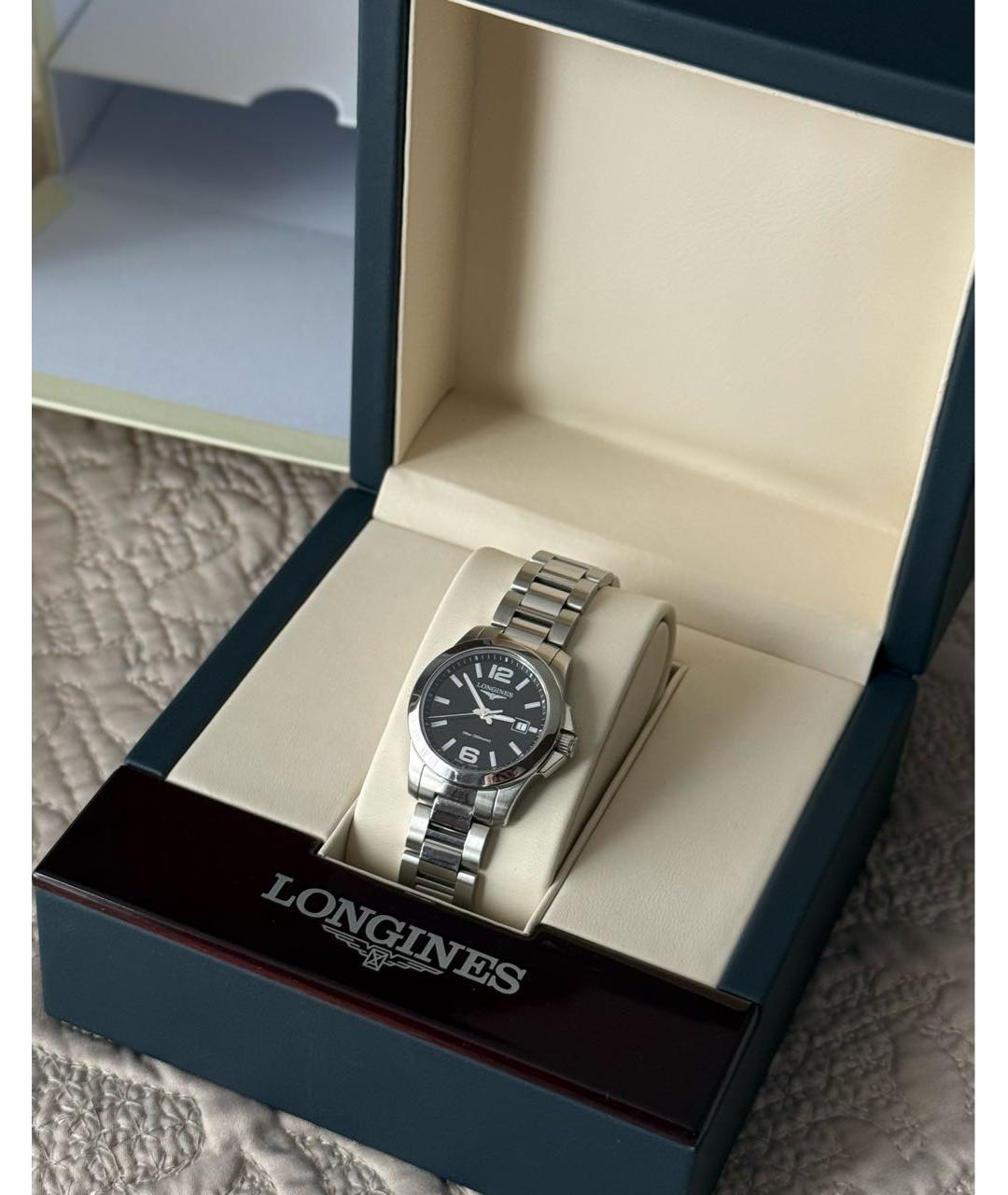 LONGINES Антрацитовые металлические часы, фото 8