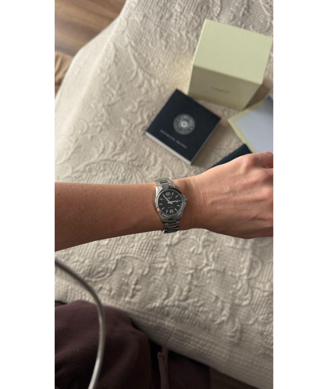 LONGINES Антрацитовые металлические часы, фото 5