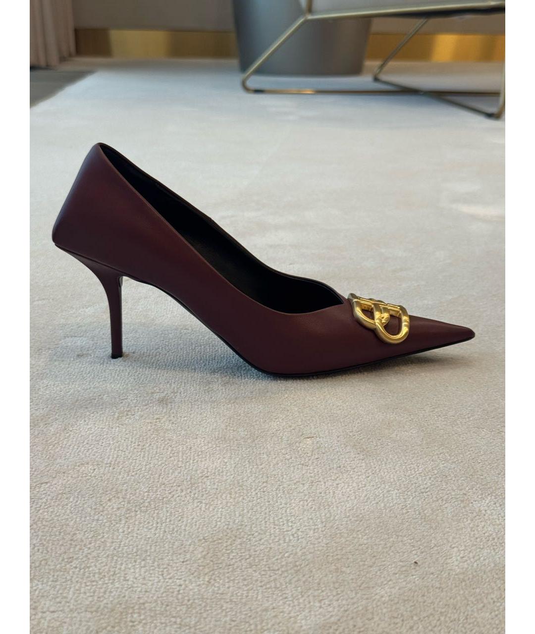 BALENCIAGA Бордовые кожаные туфли, фото 7