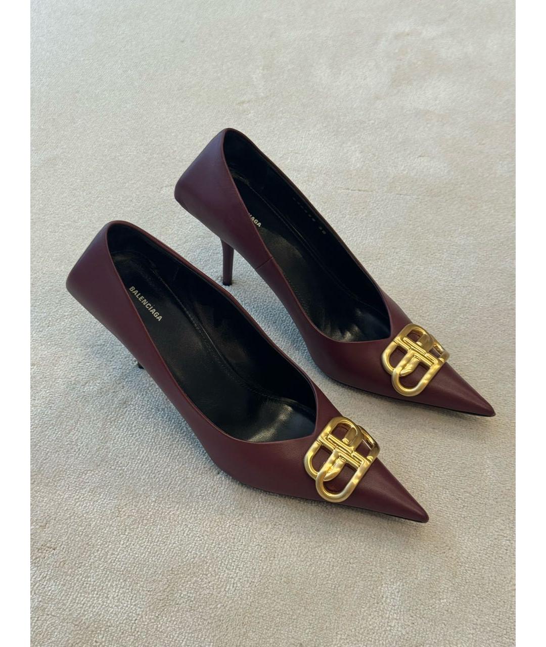 BALENCIAGA Бордовые кожаные туфли, фото 5