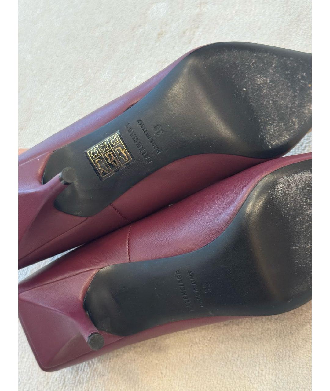 BALENCIAGA Бордовые кожаные туфли, фото 6