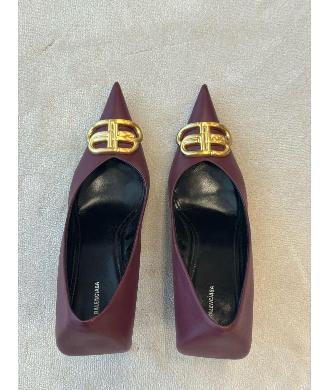 BALENCIAGA Бордовые кожаные туфли, фото 3