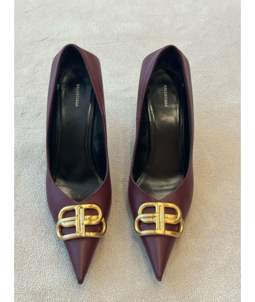 BALENCIAGA Бордовые кожаные туфли, фото 2