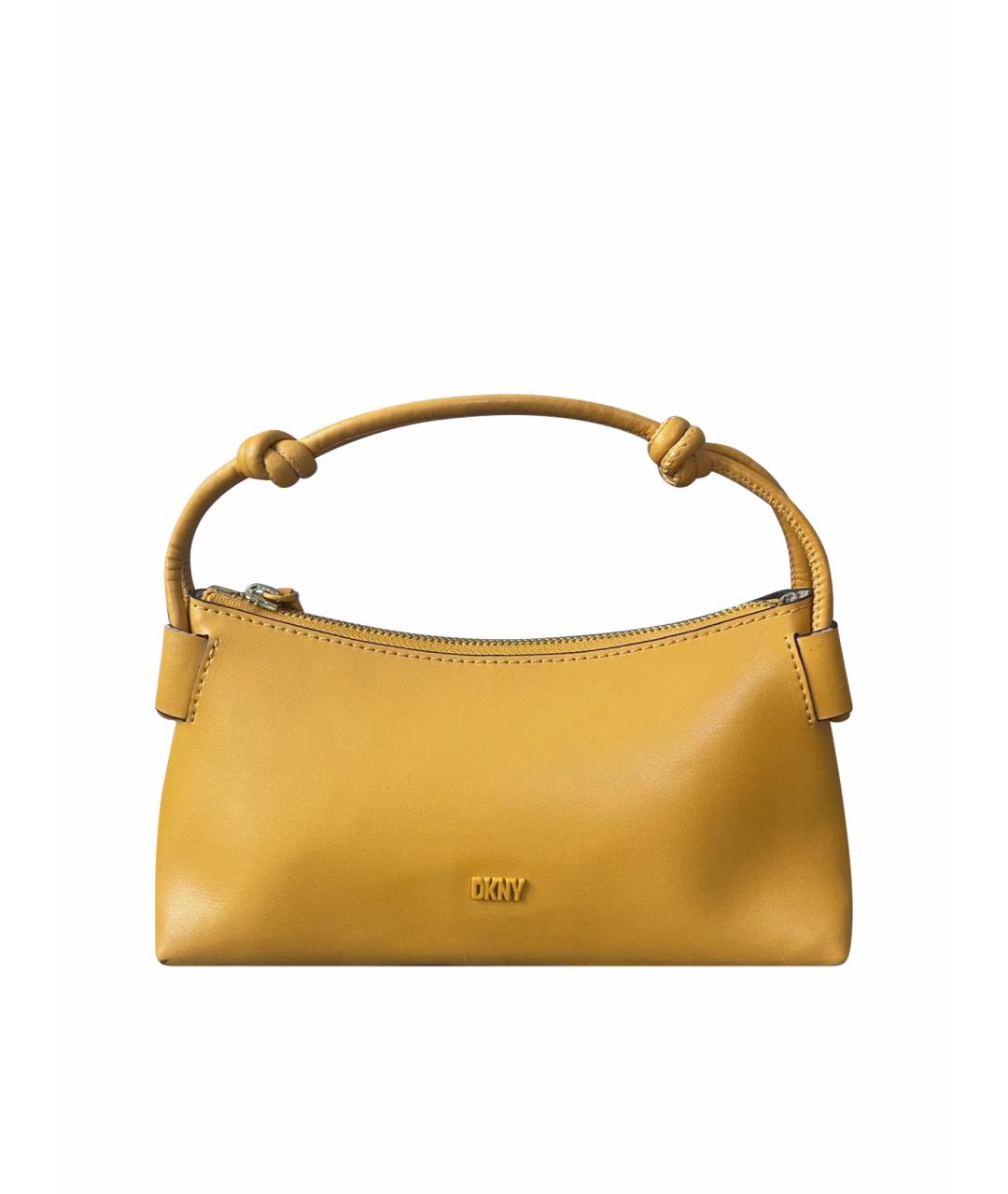 DKNY Горчичная кожаная сумка с короткими ручками, фото 1