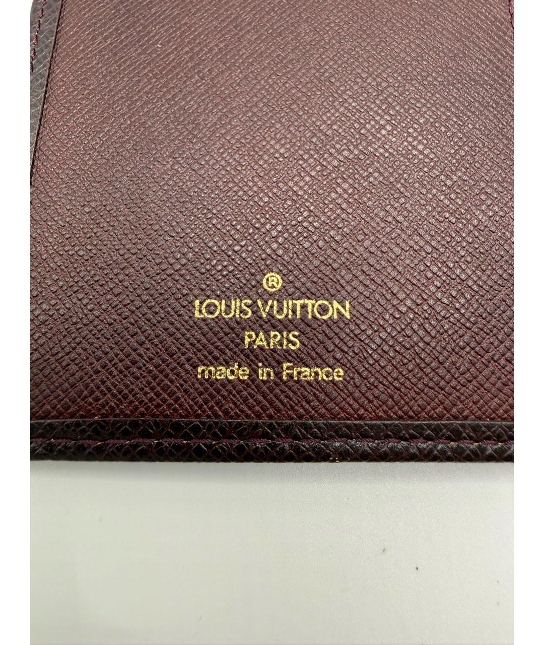 LOUIS VUITTON Бордовый кожаный кошелек, фото 6
