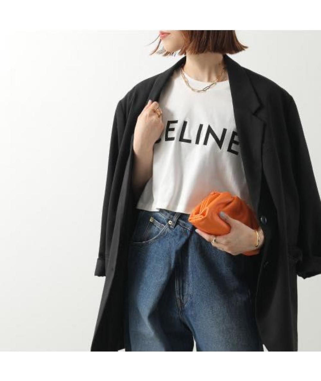 CELINE Белая хлопковая футболка, фото 2