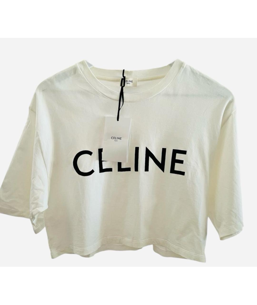 CELINE Белая хлопковая футболка, фото 9