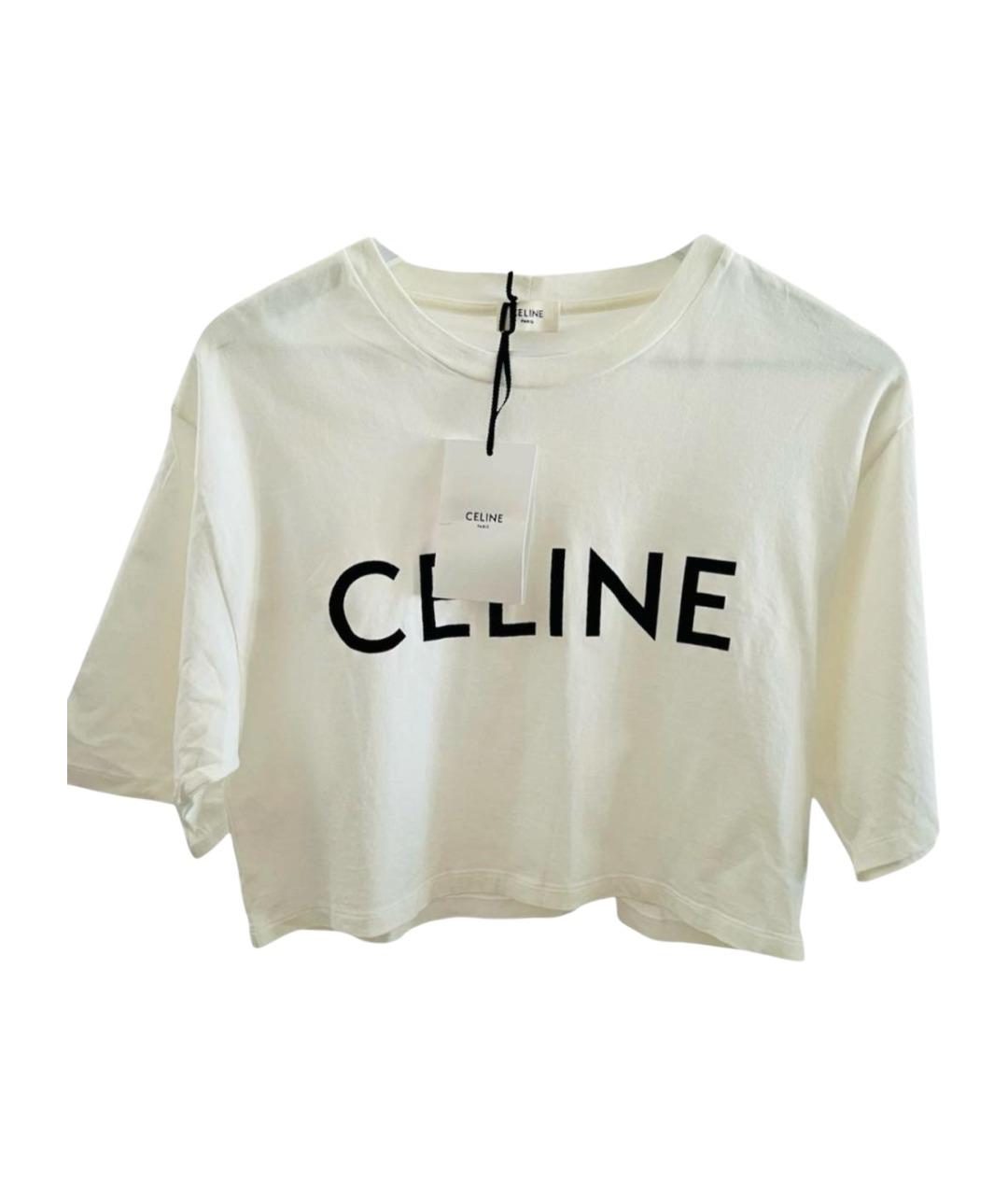 CELINE Белая хлопковая футболка, фото 1