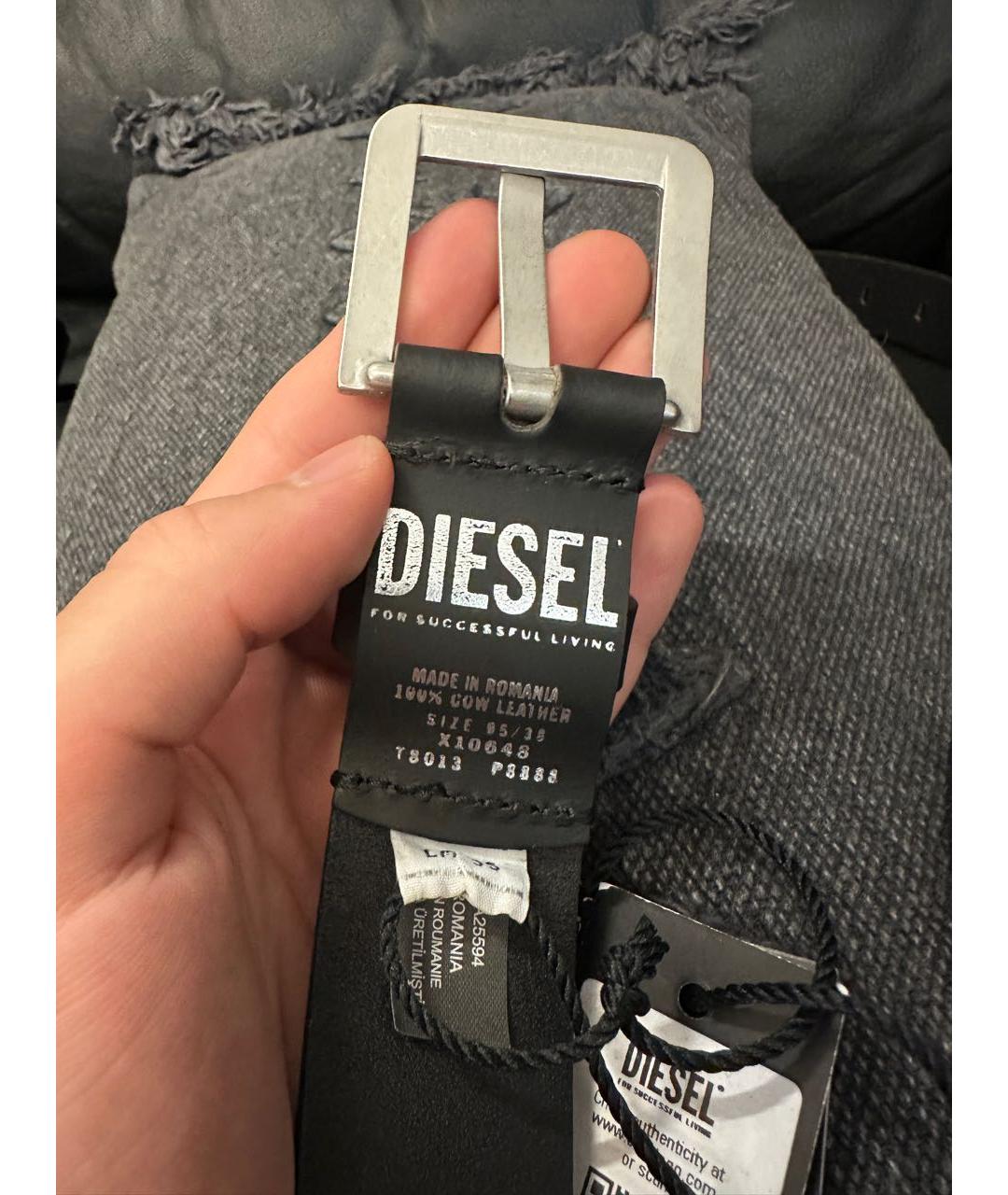 DIESEL Черный кожаный ремень, фото 3
